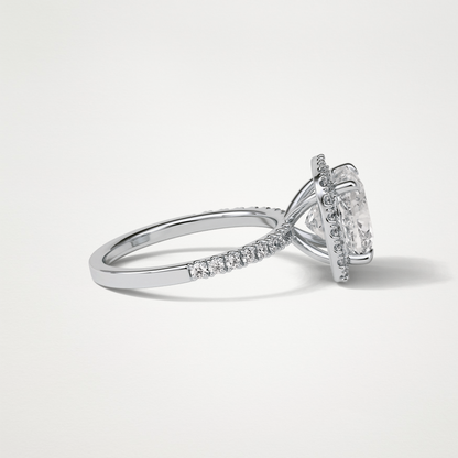 Cushion Halo & Pave Moissanite Engagement Ring – 3.0 CT Lab-Created Brilliance in 10K/14K/18K Gold
