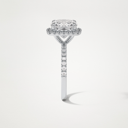 Cushion Halo & Pave Moissanite Engagement Ring – 3.0 CT Lab-Created Brilliance in 10K/14K/18K Gold