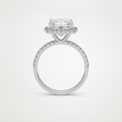Cushion Halo & Pave Moissanite Engagement Ring – 3.0 CT Lab-Created Brilliance in 10K/14K/18K Gold