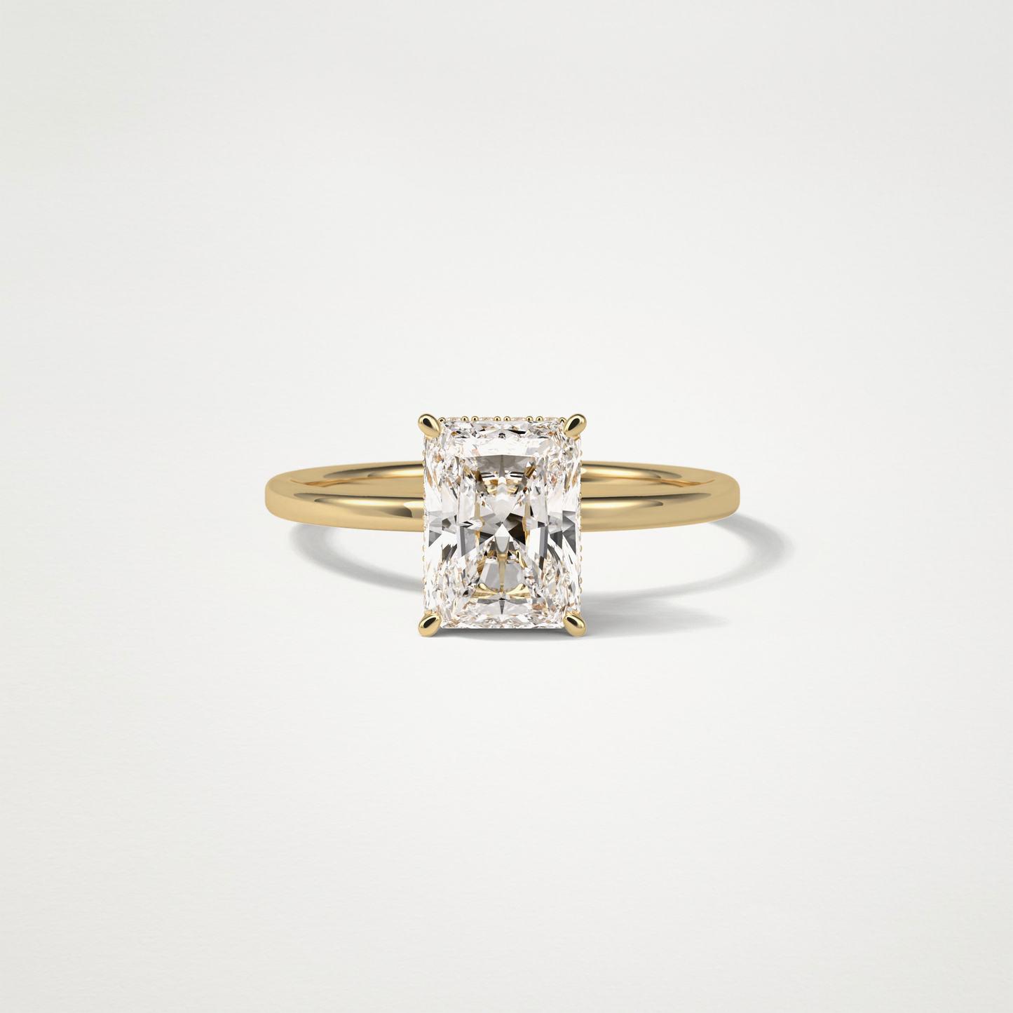 Radiant Solitaire Hidden Halo Engagement Ring – 1.67 CT Lab-Created Brilliance in 10K/14K/18K Gold