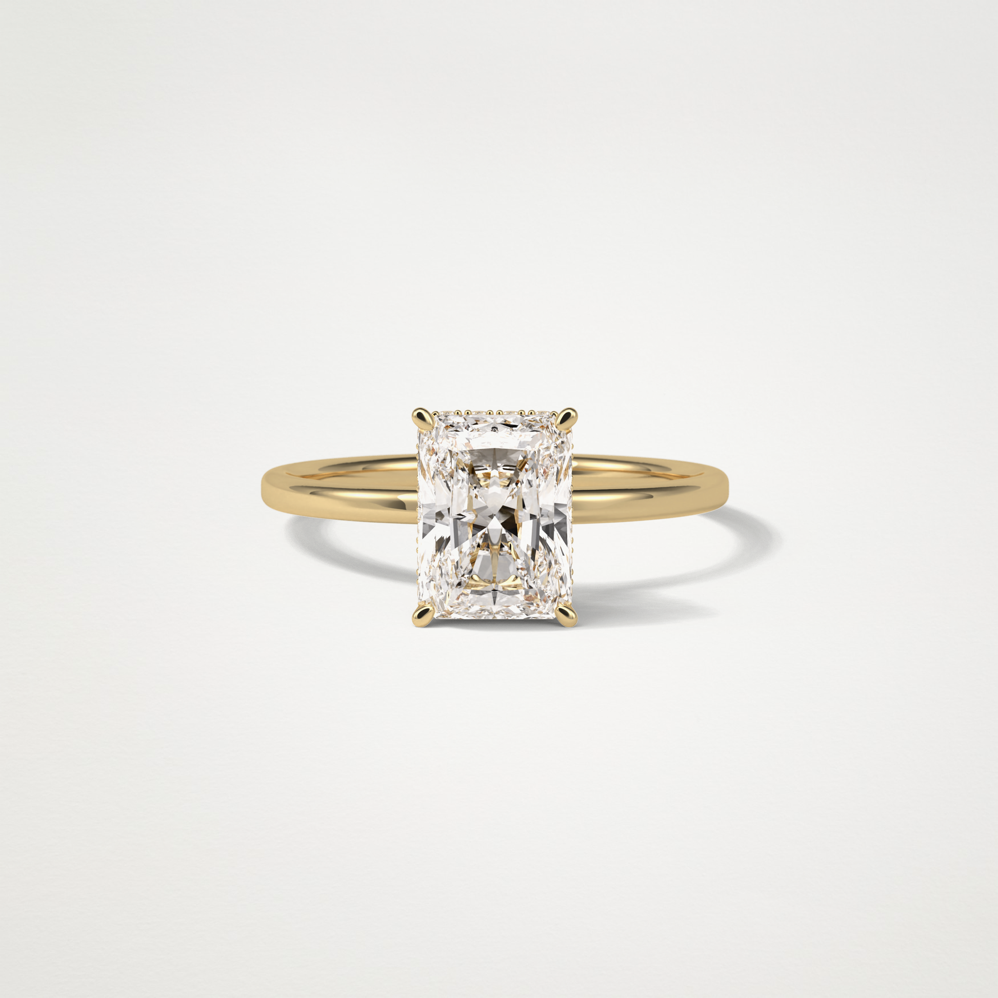 Radiant Solitaire Hidden Halo Engagement Ring – 1.67 CT Lab-Created Brilliance in 10K/14K/18K Gold