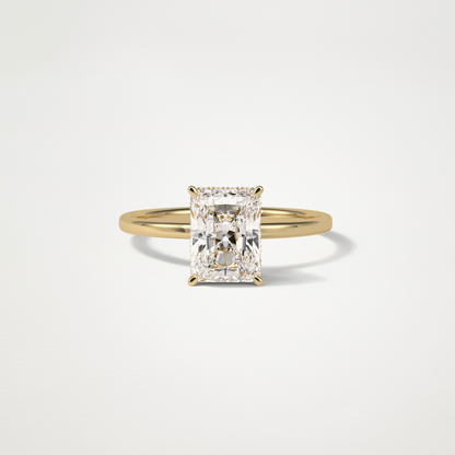 Radiant Solitaire Hidden Halo Engagement Ring – 1.67 CT Lab-Created Brilliance in 10K/14K/18K Gold