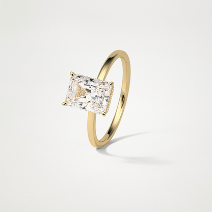 Radiant Solitaire Hidden Halo Engagement Ring – 1.67 CT Lab-Created Brilliance in 10K/14K/18K Gold