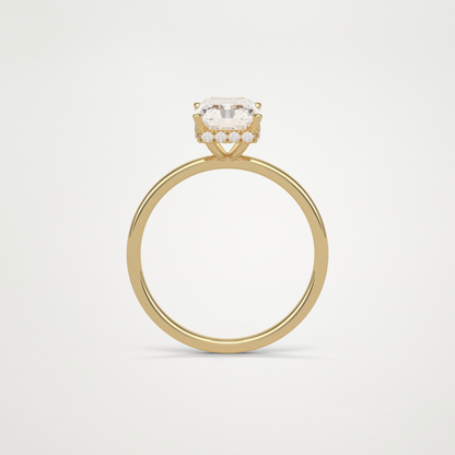 Radiant Solitaire Hidden Halo Engagement Ring – 1.67 CT Lab-Created Brilliance in 10K/14K/18K Gold