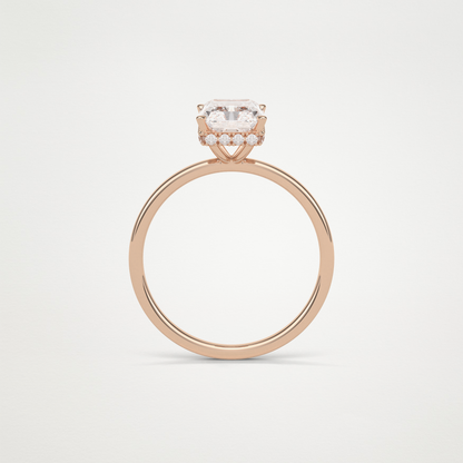 Radiant Solitaire Hidden Halo Engagement Ring – 1.67 CT Lab-Created Brilliance in 10K/14K/18K Gold