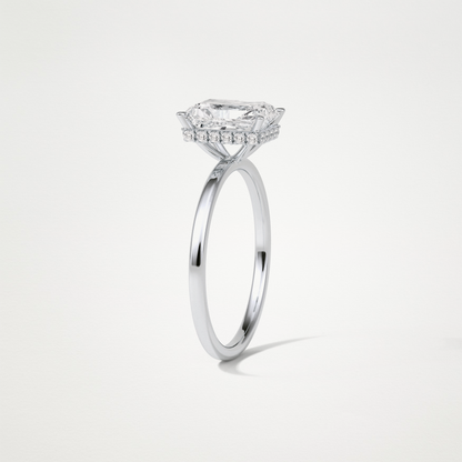 Radiant Solitaire Hidden Halo Engagement Ring – 1.67 CT Lab-Created Brilliance in 10K/14K/18K Gold