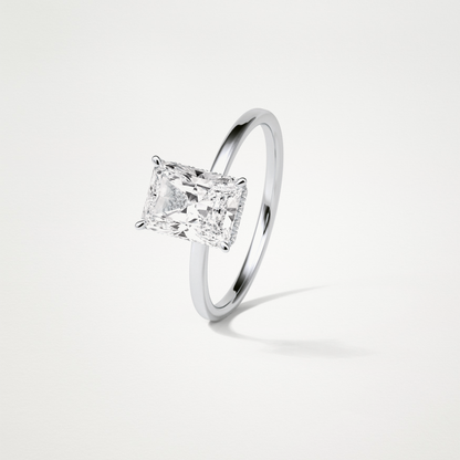 Radiant Solitaire Hidden Halo Engagement Ring – 1.67 CT Lab-Created Brilliance in 10K/14K/18K Gold