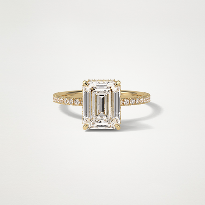 Emerald Hidden Halo & Pave Engagement Ring – 2.30 CT Lab-Created Brilliance in 10K/14K/18K Gold