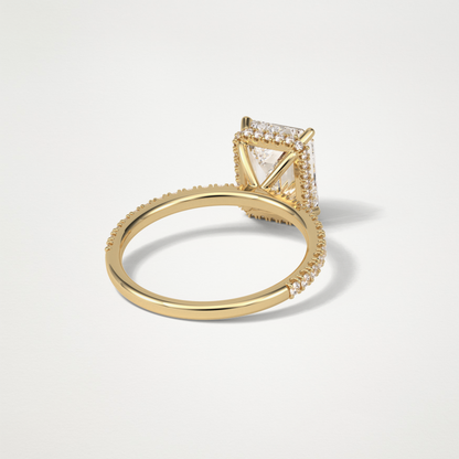 Emerald Hidden Halo & Pave Engagement Ring – 2.30 CT Lab-Created Brilliance in 10K/14K/18K Gold