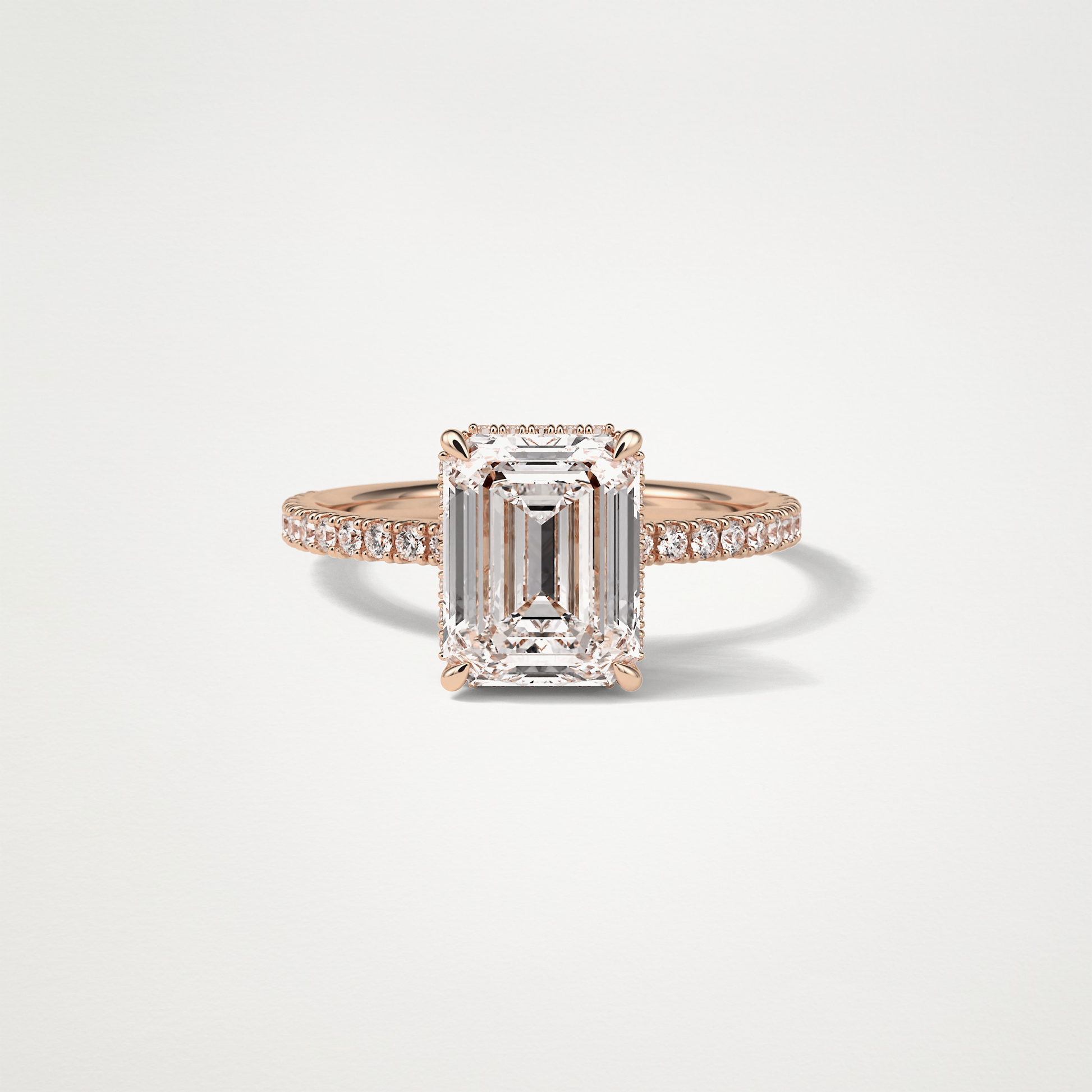 Emerald Hidden Halo & Pave Engagement Ring – 2.30 CT Lab-Created Brilliance in 10K/14K/18K Gold