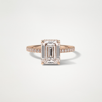 Emerald Hidden Halo & Pave Engagement Ring – 2.30 CT Lab-Created Brilliance in 10K/14K/18K Gold