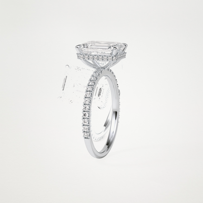 Emerald Hidden Halo & Pave Engagement Ring – 2.30 CT Lab-Created Brilliance in 10K/14K/18K Gold