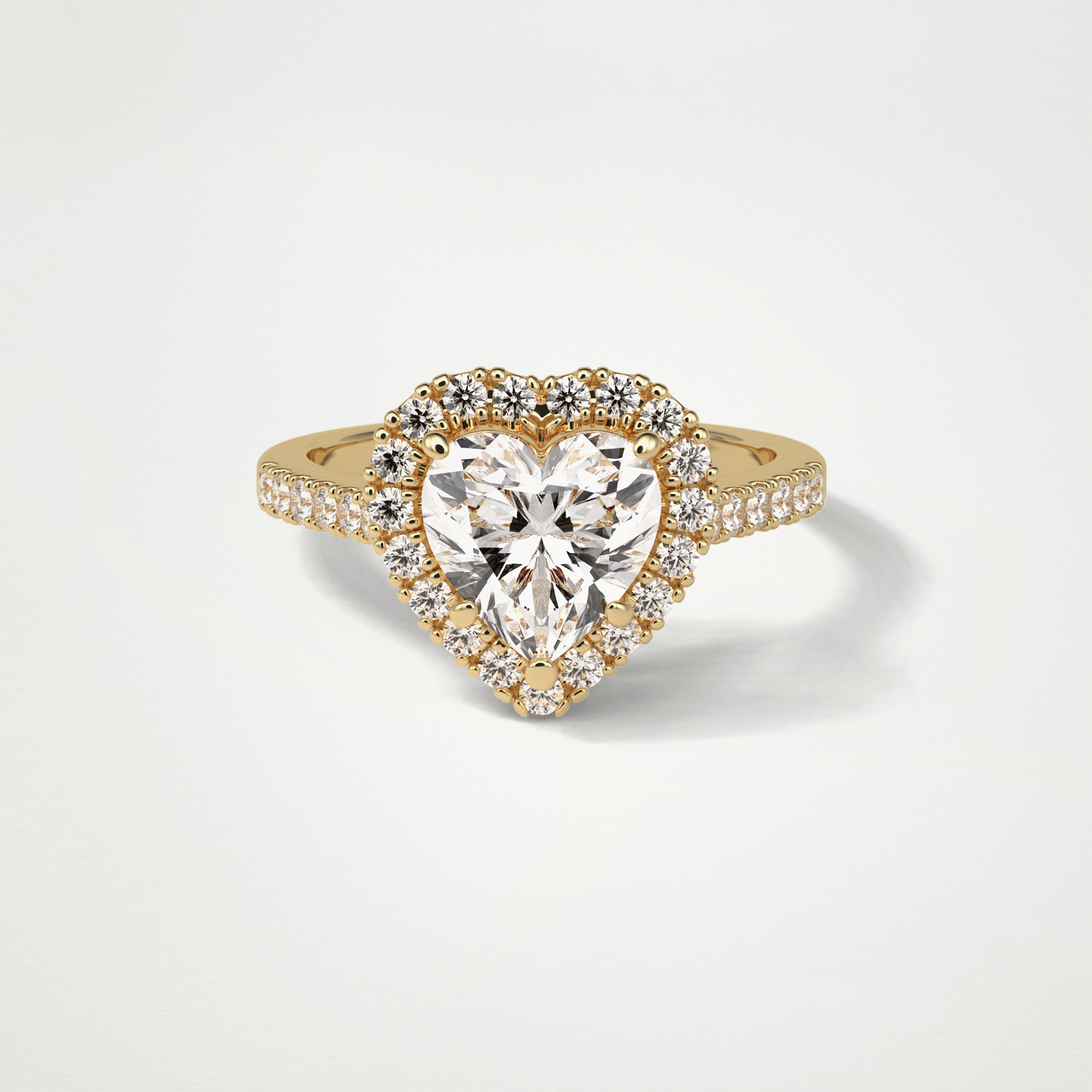 Heart Halo & Pave Engagement Ring – 2.0 CT Lab-Created Brilliance in 10K/14K/18K Gold
