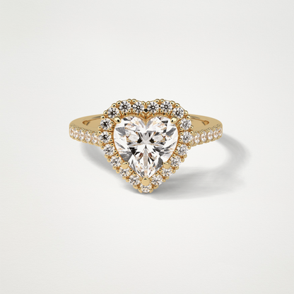 Heart Halo & Pave Engagement Ring – 2.0 CT Lab-Created Brilliance in 10K/14K/18K Gold