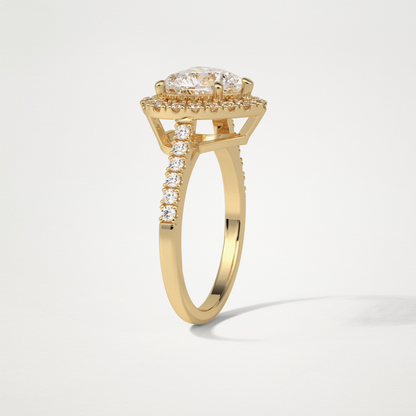 Heart Halo & Pave Engagement Ring – 2.0 CT Lab-Created Brilliance in 10K/14K/18K Gold