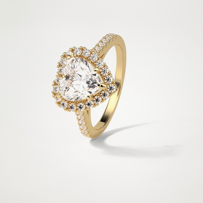 Heart Halo & Pave Engagement Ring – 2.0 CT Lab-Created Brilliance in 10K/14K/18K Gold