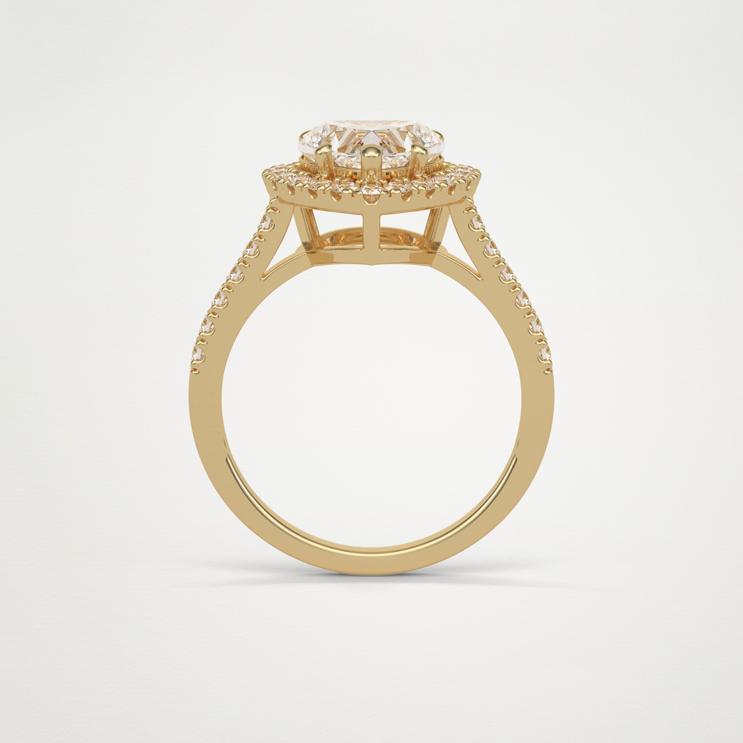 Heart Halo & Pave Engagement Ring – 2.0 CT Lab-Created Brilliance in 10K/14K/18K Gold