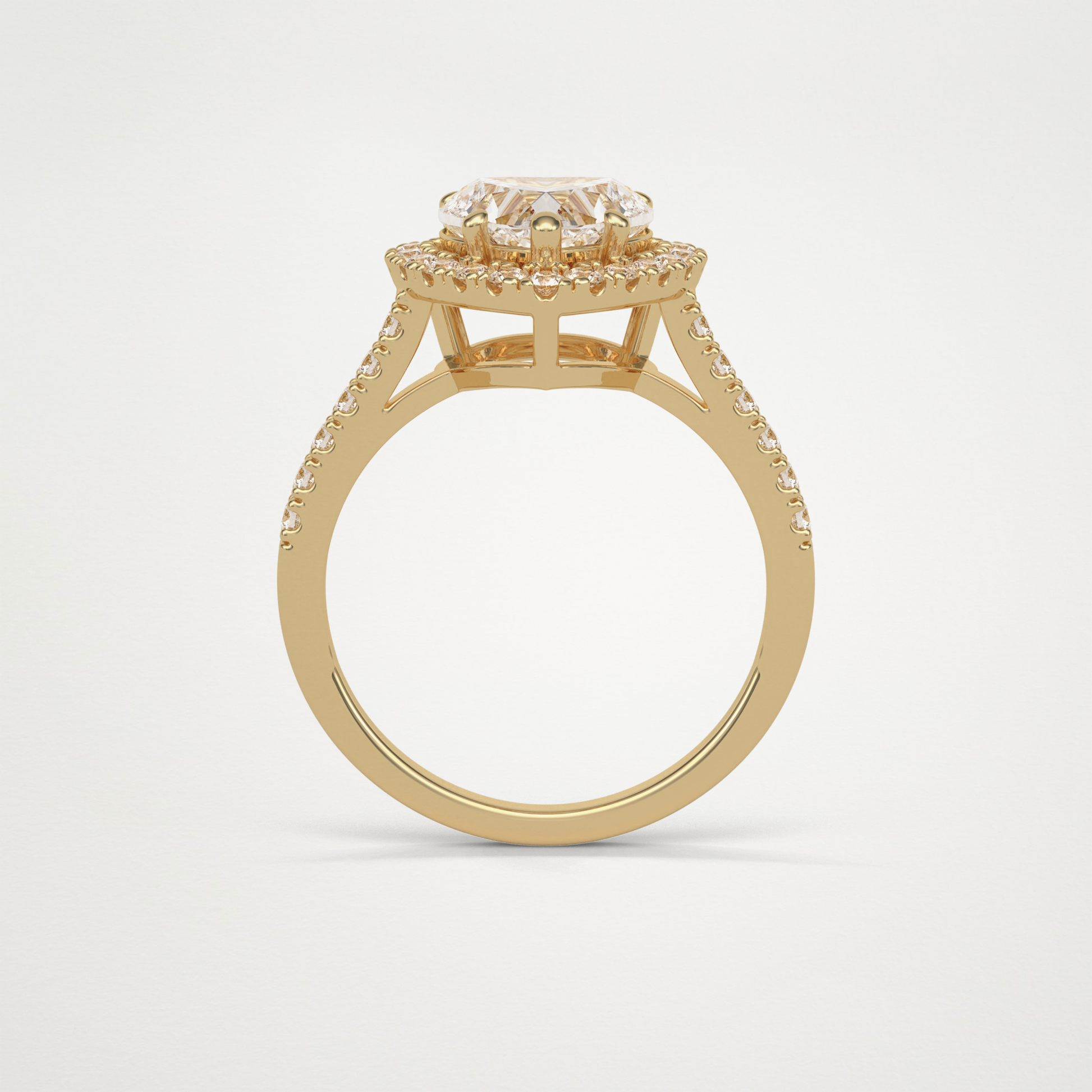 Heart Halo & Pave Engagement Ring – 2.0 CT Lab-Created Brilliance in 10K/14K/18K Gold