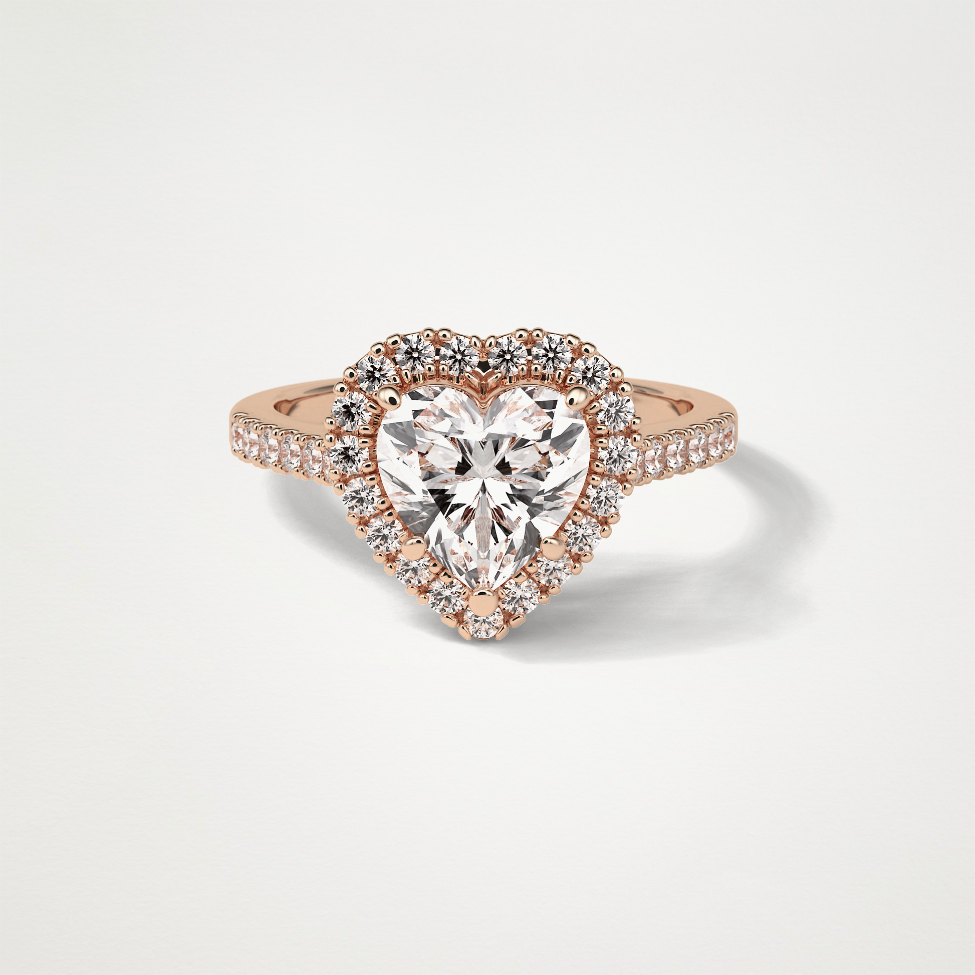 Heart Halo & Pave Engagement Ring – 2.0 CT Lab-Created Brilliance in 10K/14K/18K Gold