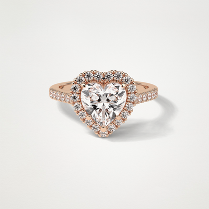 Heart Halo & Pave Engagement Ring – 2.0 CT Lab-Created Brilliance in 10K/14K/18K Gold