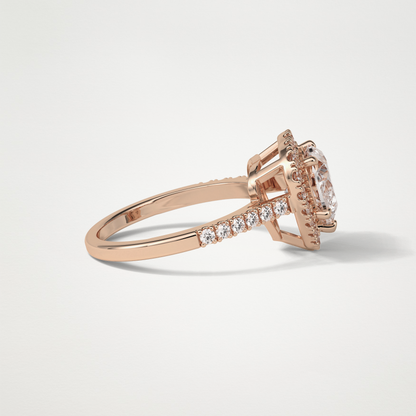 Heart Halo & Pave Engagement Ring – 2.0 CT Lab-Created Brilliance in 10K/14K/18K Gold