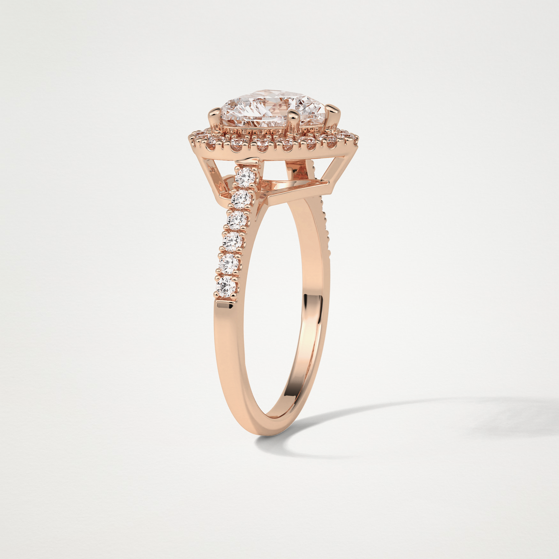 Heart Halo & Pave Engagement Ring – 2.0 CT Lab-Created Brilliance in 10K/14K/18K Gold
