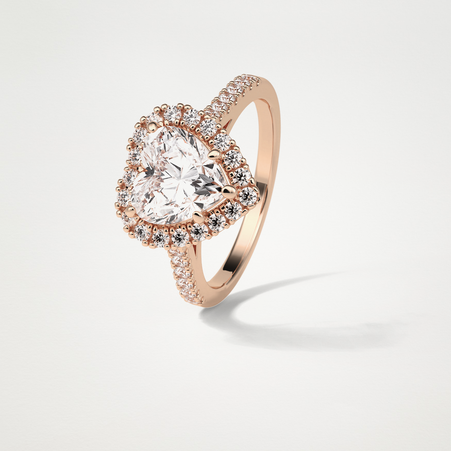 Heart Halo & Pave Engagement Ring – 2.0 CT Lab-Created Brilliance in 10K/14K/18K Gold