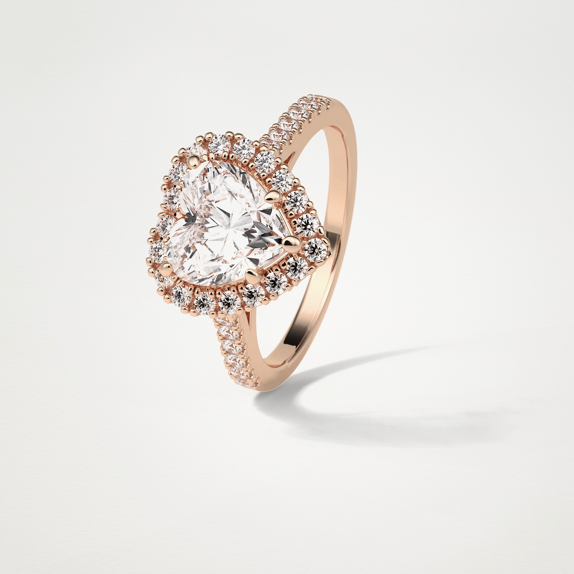 Heart Halo & Pave Engagement Ring – 2.0 CT Lab-Created Brilliance in 10K/14K/18K Gold