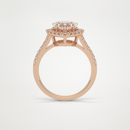 Heart Halo & Pave Engagement Ring – 2.0 CT Lab-Created Brilliance in 10K/14K/18K Gold