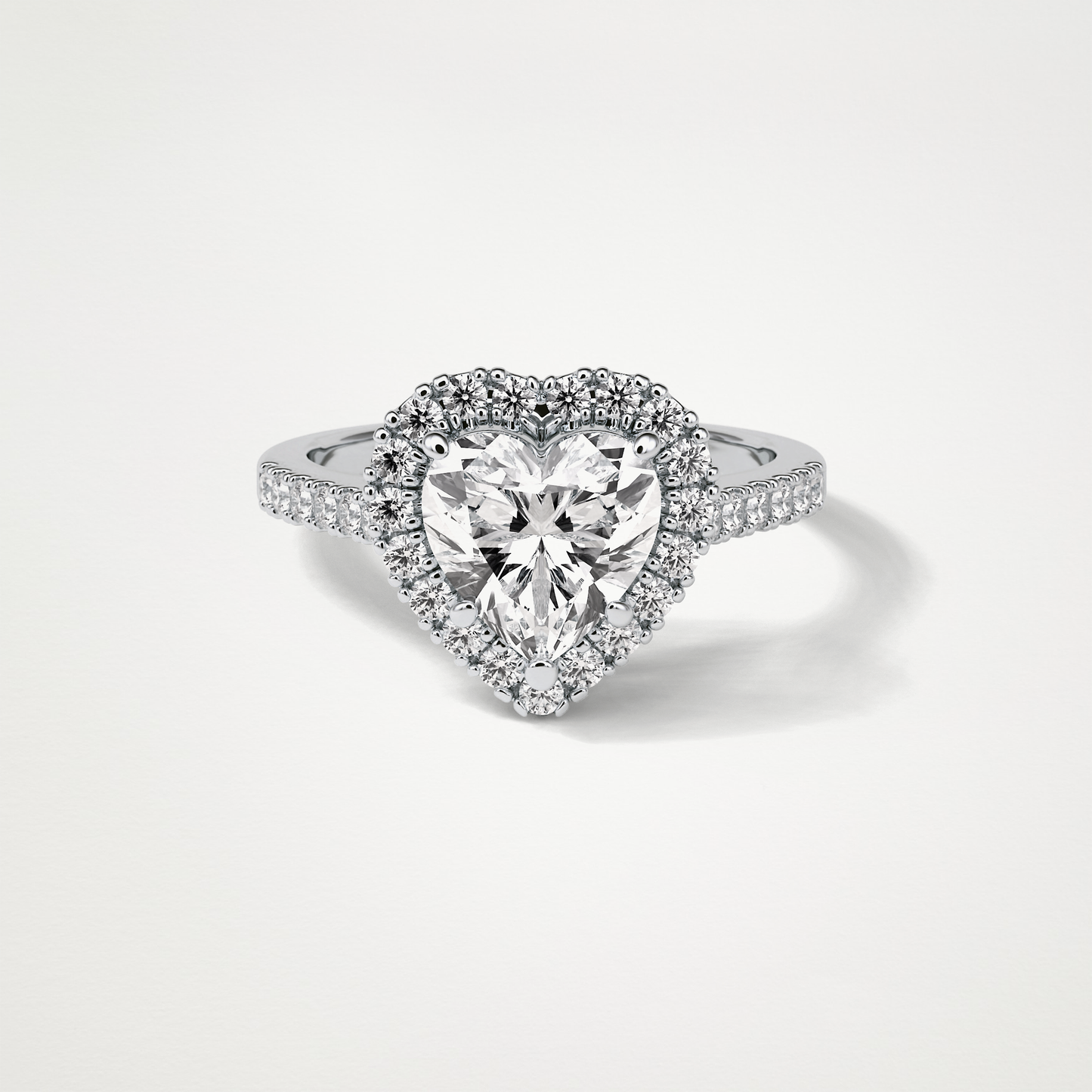 Heart Halo & Pave Engagement Ring – 2.0 CT Lab-Created Brilliance in 10K/14K/18K Gold