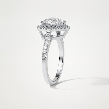 Heart Halo & Pave Engagement Ring – 2.0 CT Lab-Created Brilliance in 10K/14K/18K Gold