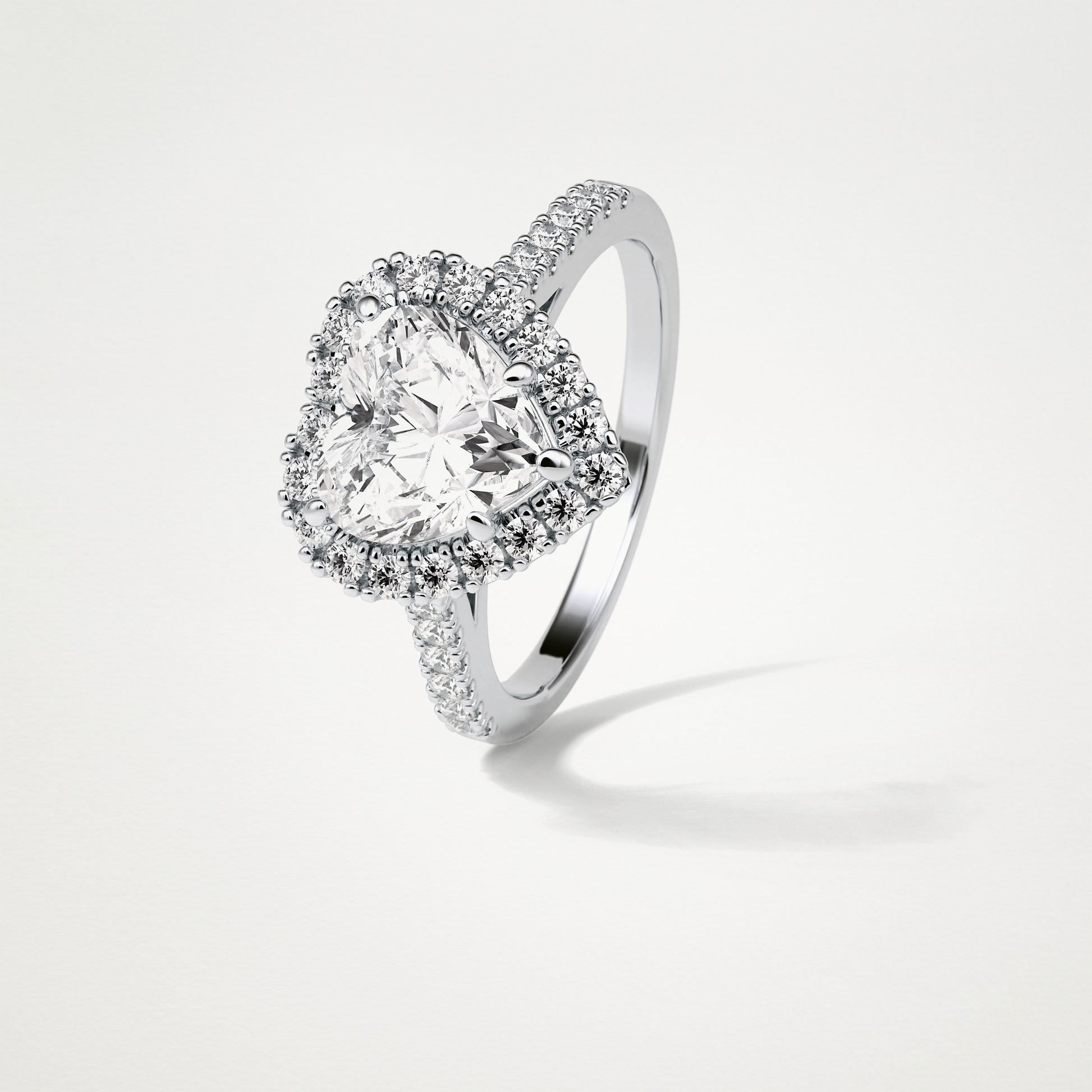 Heart Halo & Pave Engagement Ring – 2.0 CT Lab-Created Brilliance in 10K/14K/18K Gold