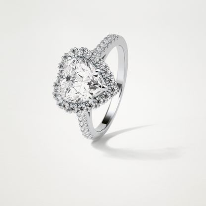 Heart Halo & Pave Engagement Ring – 2.0 CT Lab-Created Brilliance in 10K/14K/18K Gold