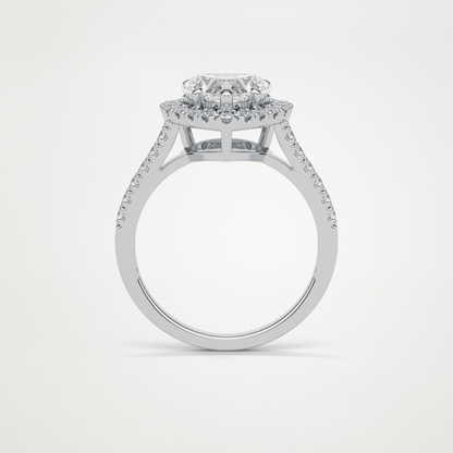 Heart Halo & Pave Engagement Ring – 2.0 CT Lab-Created Brilliance in 10K/14K/18K Gold