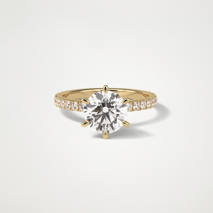 Round Pave Engagement Ring – 2.30 CT Lab-Created Brilliance in 10K/14K/18K Gold