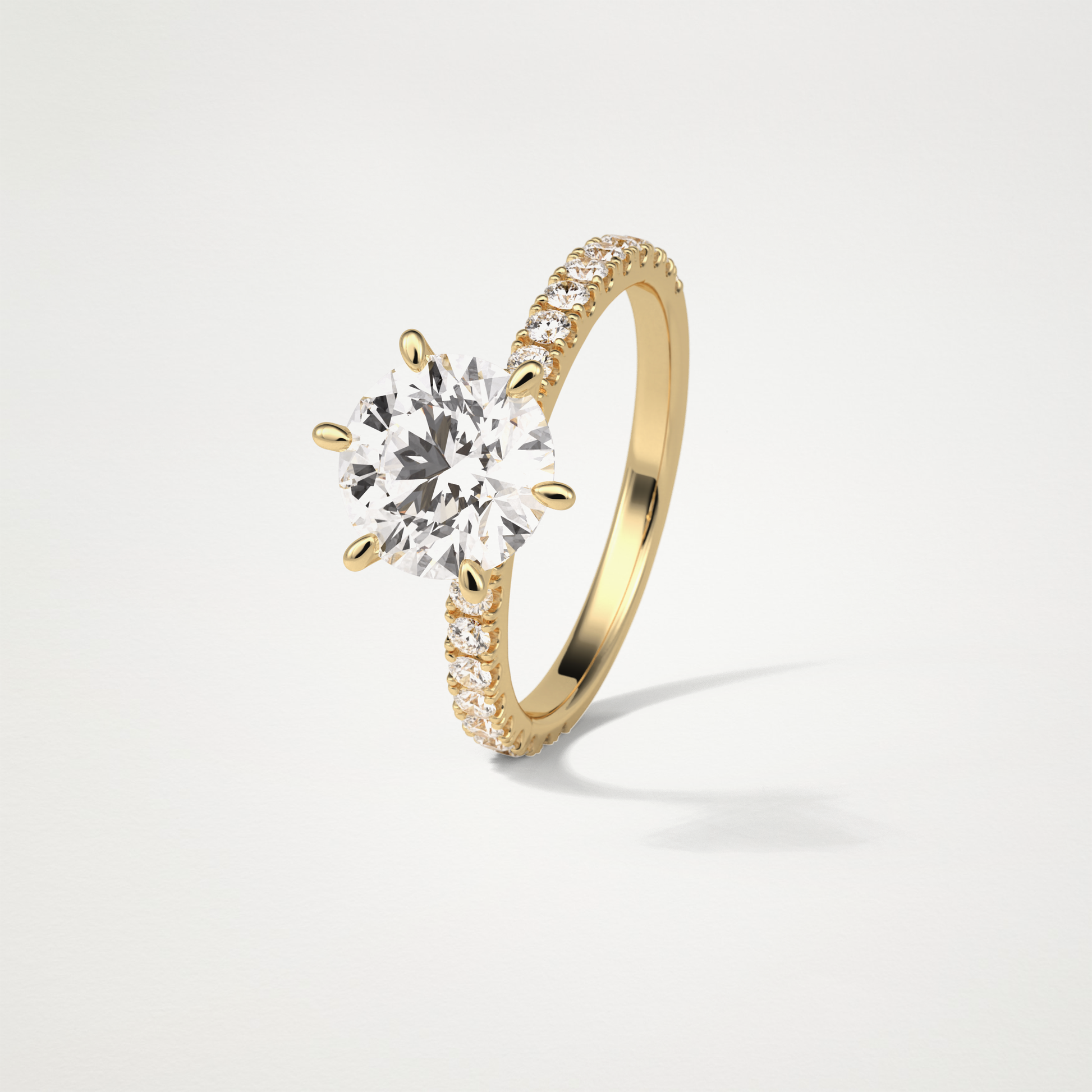 Round Pave Engagement Ring – 2.30 CT Lab-Created Brilliance in 10K/14K/18K Gold