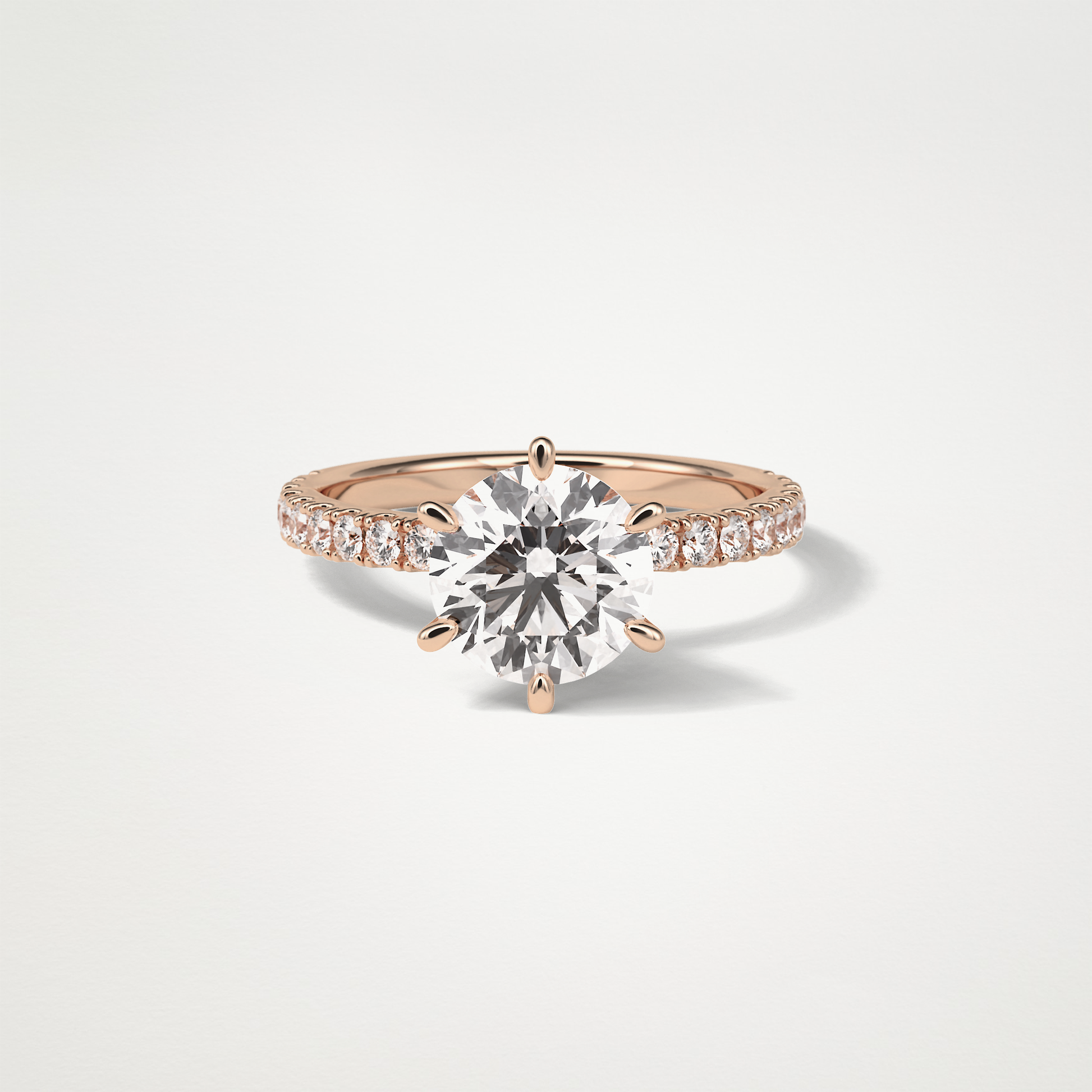 Round Pave Engagement Ring – 2.30 CT Lab-Created Brilliance in 10K/14K/18K Gold