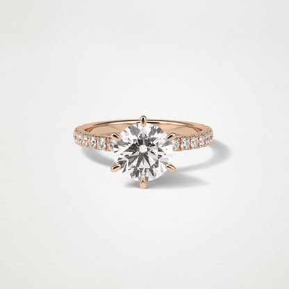 Round Pave Engagement Ring – 2.30 CT Lab-Created Brilliance in 10K/14K/18K Gold