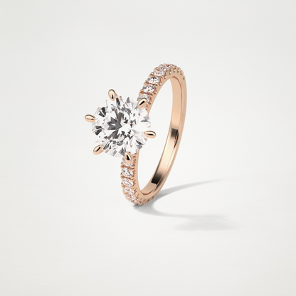 Round Pave Engagement Ring – 2.30 CT Lab-Created Brilliance in 10K/14K/18K Gold
