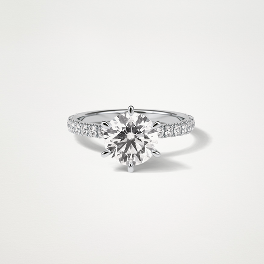 Round Pave Engagement Ring – 2.30 CT Lab-Created Brilliance in 10K/14K/18K Gold
