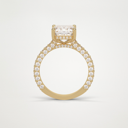 Emerald Hidden Halo & Pave Engagement Ring – 3.24 CT Lab-Created Brilliance in 10K/14K/18K Gold