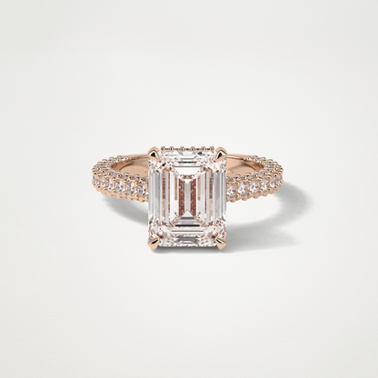 Emerald Hidden Halo & Pave Engagement Ring – 3.24 CT Lab-Created Brilliance in 10K/14K/18K Gold