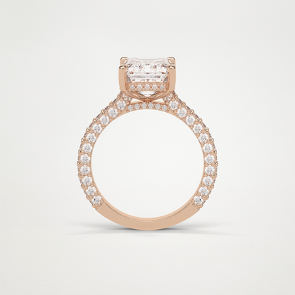 Emerald Hidden Halo & Pave Engagement Ring – 3.24 CT Lab-Created Brilliance in 10K/14K/18K Gold