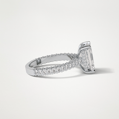 Emerald Hidden Halo & Pave Engagement Ring – 3.24 CT Lab-Created Brilliance in 10K/14K/18K Gold