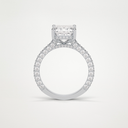 Emerald Hidden Halo & Pave Engagement Ring – 3.24 CT Lab-Created Brilliance in 10K/14K/18K Gold