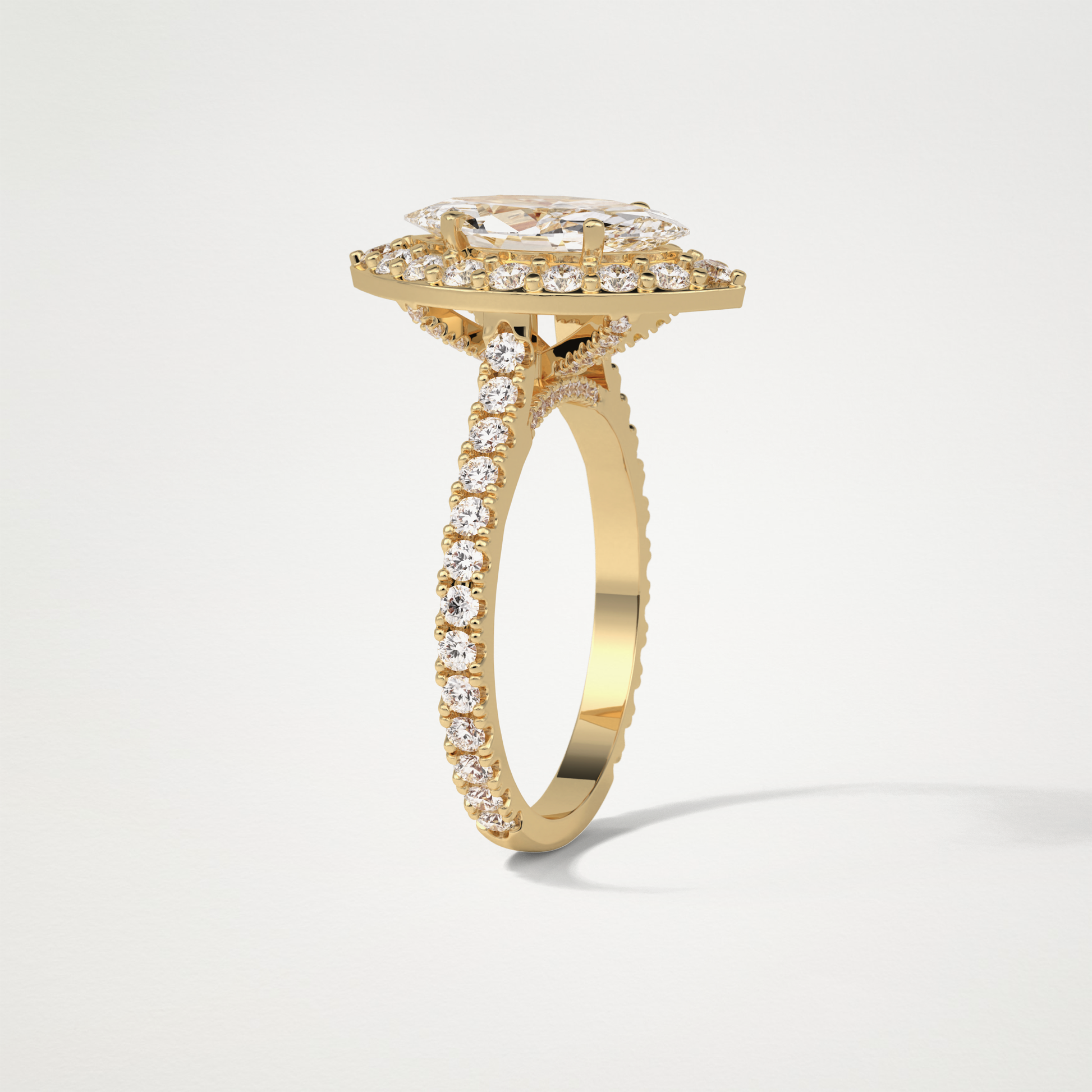 Marquise Halo & Pave Engagement Ring – 1.58 CT Lab-Created Brilliance in 10K/14K/18K Gold