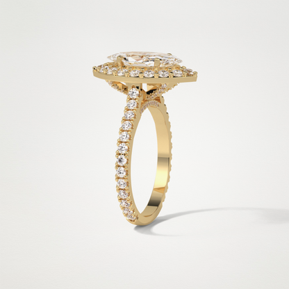 Marquise Halo & Pave Engagement Ring – 1.58 CT Lab-Created Brilliance in 10K/14K/18K Gold