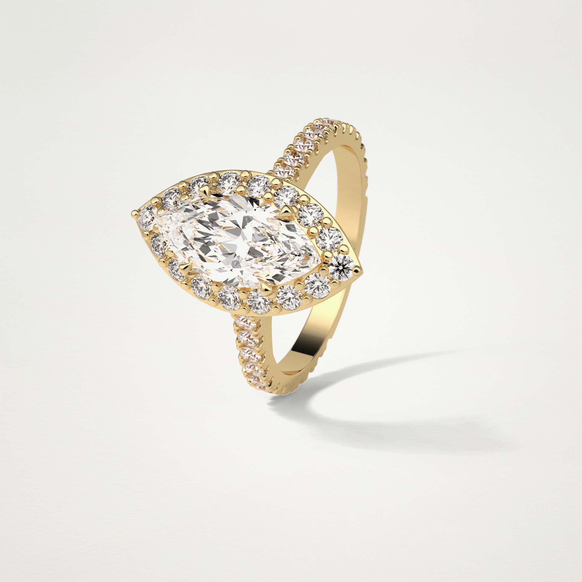 Marquise Halo & Pave Engagement Ring – 1.58 CT Lab-Created Brilliance in 10K/14K/18K Gold