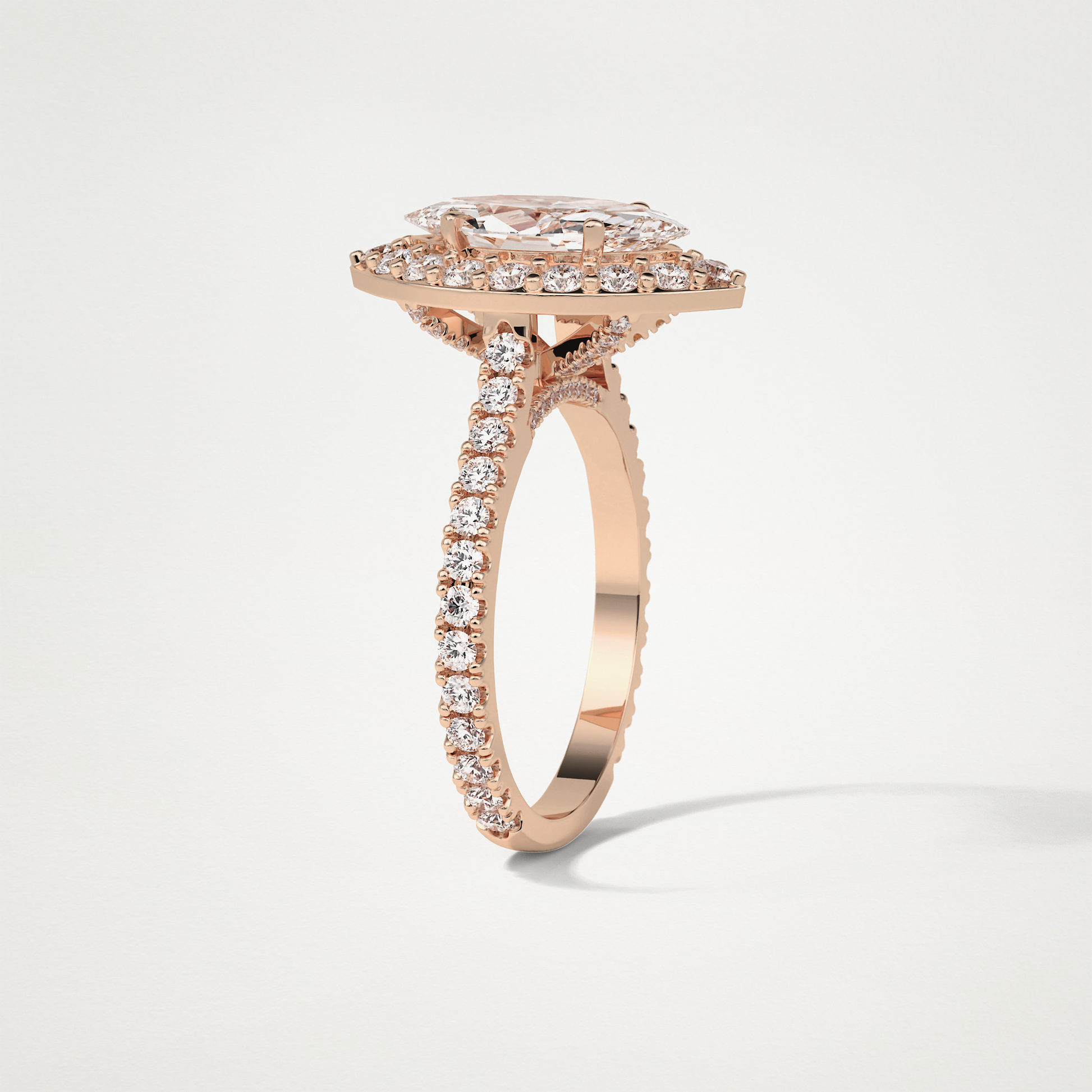 Marquise Halo & Pave Engagement Ring – 1.58 CT Lab-Created Brilliance in 10K/14K/18K Gold