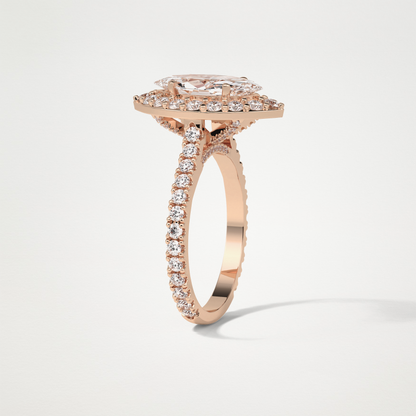 Marquise Halo & Pave Engagement Ring – 1.58 CT Lab-Created Brilliance in 10K/14K/18K Gold